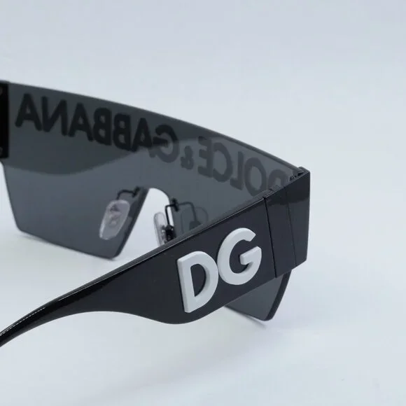 Dolce & Gabbana DG2233 01/87 Sunglasses Black Shield Frame, Grey Lenses - Picture 9 of 13